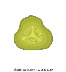 Vector illustration of a pickled cucumber. Sliced ring. Isolated from background