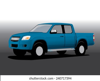 Vector illustration pickup blue car