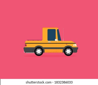 Vector illustration of pickup car isolated on color background