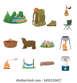 Vector illustration of picnic and adventure logo. Set of picnic and nature stock vector illustration.