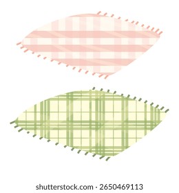Ilustração vetorial de cobertores de piquenique em desenhos de cor rosa suave e xadrez verde