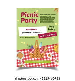 Vector Illustration of Picnic Party Flyer Poster