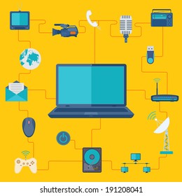 vector illustration of pictogram depicting computer technology