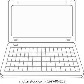Vector illustration or pictor of isolated  open laptop, pc, notebook or computer on the white background