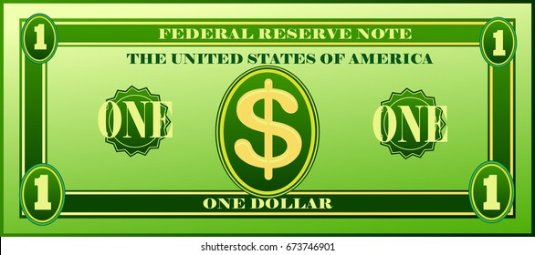 Vector Illustration. Picture banknote one dollar