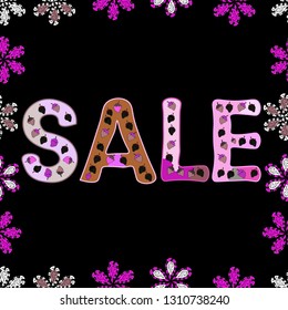 Vector illustration. Picture in gray, black and neutral colors. Seamless. Fall sale banner design, special offer for online shopping. Lettering.