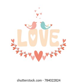 Vector illustration with a picture of a heart with wings and lettering. Can be used as a postcard or print on clothes