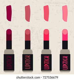 vector illustration with a picture of lipsticks. can be used in the design of web sites for beauty salons, cosmetics companies, etc.