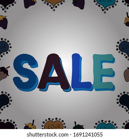 Vector illustration. Picture in white, brown and blue colors. Lettering. Colorful design. Giveaway Banner Card with Lettering. Seamless pattern.