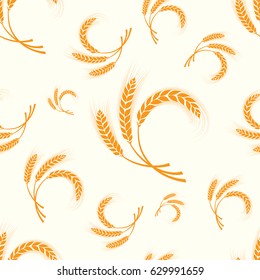 Vector illustration with pictures of wheat, rye, barley isolated on white background.