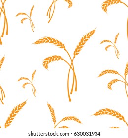 Vector illustration with pictures of wheat, rye, barley isolated on white background.