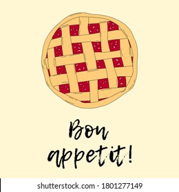 Vector illustration of Pie. card template with pies, tarts with berries