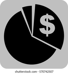 Vector Illustration of Pie Chart with Dollar Icon in Black
