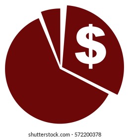 Vector Illustration of Pie Chart with Dollar Icon in Maroon 