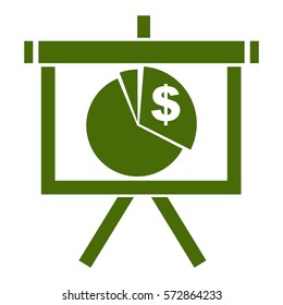 Vector Illustration of Pie Chart Dollar Icon in Green
