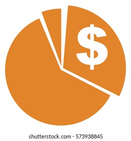 Vector Illustration of Pie Chart Dollar Icon in Orange
