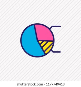 Vector illustration of pie chart icon colored line. Beautiful advertising element also can be used as circle diagram icon element.