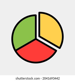Vector illustration of pie chart icon in filled line style for any projects, use for website mobile app presentation