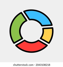 Vector illustration of pie chart icon in filled line style for any projects, use for website mobile app presentation