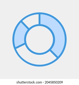 Vector illustration of pie chart icon in blue style for any projects, use for website mobile app presentation