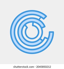 Vector illustration of pie chart icon in blue style for any projects, use for website mobile app presentation