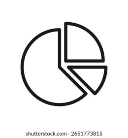 Ilustración vectorial de un gráfico circular en estilo de línea aislado en fondo blanco. Ilustración de gráfico moderno y minimalista