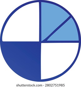 Vector illustration of a pie chart, perfect for representing data analysis, business growth, financial reports, and statistics. Informative and presentable.