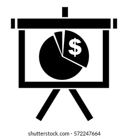Vector Illustration of Pie Chart Presentation with Dollar Icon in Black
