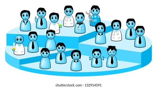 vector illustration of a pie chart of a small company