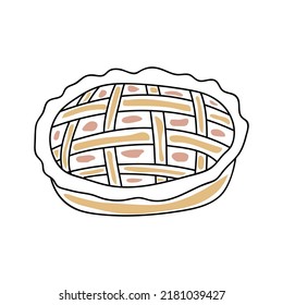 Ilustración vectorial del pastel en estilo doodle
