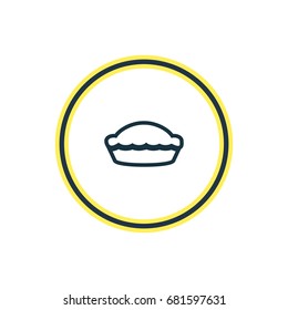 Vector Illustration Of Pie Outline. Beautiful Food Element Also Can Be Used As Flan  Element.