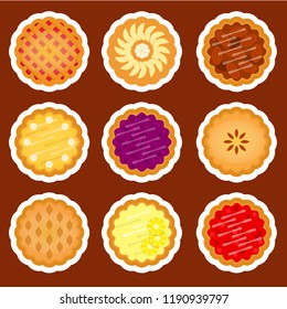 Vector illustration.  Pie set. Set of stickers