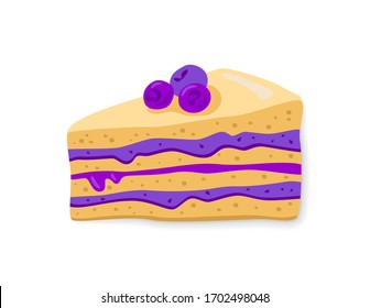 Vector illustration of a piece of blueberry cake