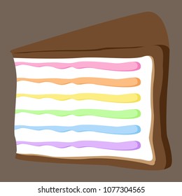 Vector illustration of a piece of cake. Cake. Chocolate piece of cake.