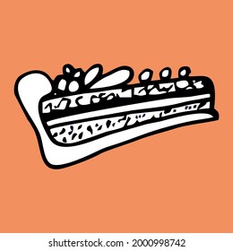 Vector illustration of a piece of cake cake sweetness with berries fruits in an appetizing diet cut.