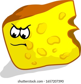 Vector Illustration Piece of Cheese with Curious Face Expression