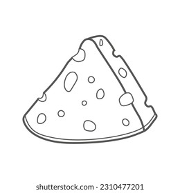 Vector illustration of a piece of cheese in doodle style.