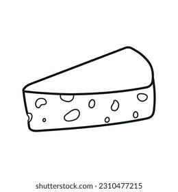 Ilustración vectorial de un trozo de queso en forma de doodle.