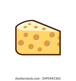 vector illustration of a piece of cheese in flat style isolated on white background