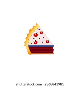 Vector illustration of a piece of cherry cake on an isolated background