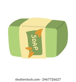 Vector illustration of a piece of eco-friendly soap, demonstrating environmental friendliness and natural ingredients. An organic skin care product, creating a packaging design for handmade soap