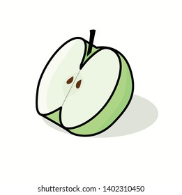 vector illustration of a piece of green apple
