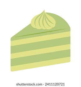 vector illustration of a piece of matcha cake on white for banners, cards, flyers, social media wallpapers, etc.
