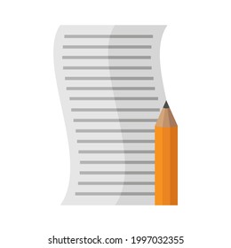Vector illustration of a piece of note paper, high quality flat design illustration. 