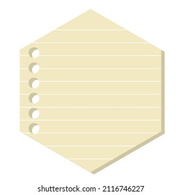 Vector illustration of a piece of paper for notes. Isolated background. Flat style.