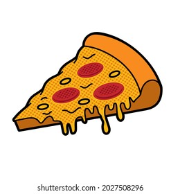 vector illustration of a piece of pizza in cartoon style