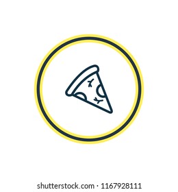 Vector illustration of piece of pizza icon line. Beautiful party element also can be used as slice pepperoni icon element.