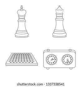 Vector illustration of piece and strategy icon. Collection of piece and play vector icon for stock.