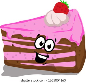 Vector Illustration Piece of Strawberry case with Happy Smile Face Expressions