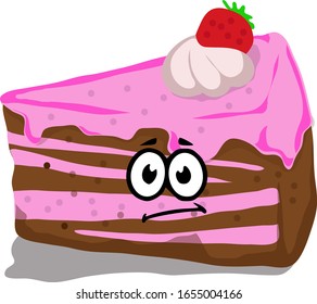 Vector Illustration Piece of Strawberry case with Skeptical Face Expressions